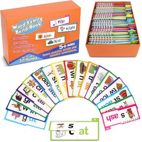 30pcs قراءة الكتب القافية والقافية ، الكتب العائلية ذات الكلمات المثيرة للاهتمام ، بطاقات فلاش المفردات ABC ، ​​كلمات فلاش كلمات ، روضة أطفال ، قراءة وقافية كتاب النشاط