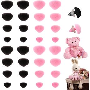 JIYIN 32 Pcs Safety Noses for Amigurumi, 11/15/17/18mm Safety Noses for Crocheting with Washers Stuffed Animals Crochet Nose Pink Black Plastic Craft Doll Nose for Teddy Bear Puppet Plush Toy Accessor