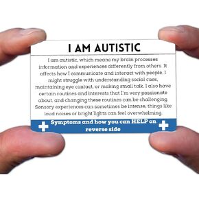 Autism Awareness Medical ID Card, I Am Autistic Card, for Wallet or Lanyard Size, Metal, Pearl Finish, Gift