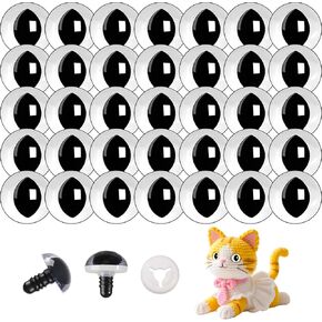 Mucunnia Clear Cat Safety Eyes for Crocheting with Washers 52pcs 30mm Clear Safety Eyes for Amigurumi Crochet Eyes Doll Eyes for Crochet Toy DIY Halloween Decoration