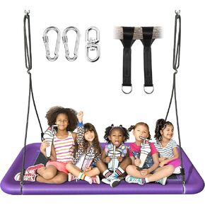 Tree Swing for Kids and Adults, 60" Waterproof Rectangle Platform Swing, 700lbs Heavy Duty with Adjustable Straps, Colorful