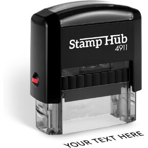Self Inking Personalized Stamp - 1 Line Custom Stamp, Customizable Office Name Stamp, Ink Stamps for Business - Easy to Change Ink Cartridge, Multiple Ink Color Options - Small