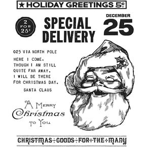 Stampers Anonymous - Tim Holtz Cling RBBR Stamp Set JLLY, Jolly Santa