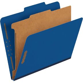 Globe-Weis/Pendaflex Colored Classification Folders, 2/5 Cut Tab, 1 Divider, 2-Inch Embedded Fasteners, Letter Size, Dark Blue, 10 Folders Per Box (23732)