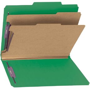 Smead PressGuard Classification File Folder with SafeSHIELD Fasteners, 2 Dividers, 2" Expansion, Letter Size, Dark Blue, 10 per Box (14200)