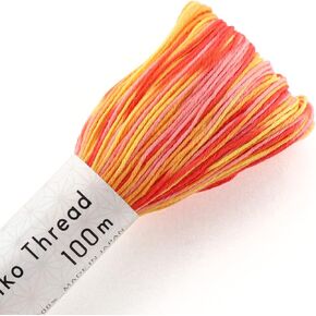 Olympus Sashiko Thread 100meters - Variegated(#193 Orange/Red) - 100% Cotton
