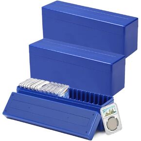 6 Pack Plastic Coin Slab Storage Boxes,Black Coin Collection Box for 20 Slots Fit for PCGS NGC PCCB PMGab ANACS Coin Holders Coin Container for Collectors Office Home Bank Supplies(Include Boxes Only)