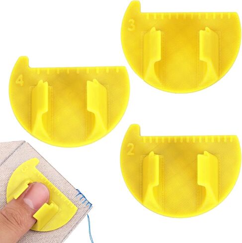 3 Pcs Sewing Finger Rulers, Mini Hand Sewing Thumb Guide 2/3/4mm Finger Ruler Template Kit for Precision Hand Quilting Tool (Yellow) in Kuwait
