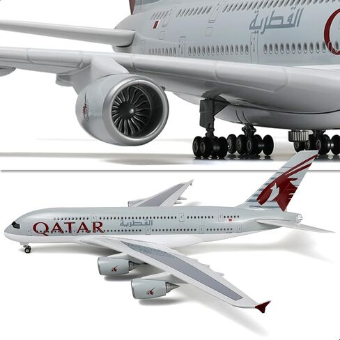 A380 Qatar 1/160 Large Scale Airplane Model -18 inches Airbus a380 Die-cast Airplane Model for Adult -Model Plane with Stand for Aviation Enthusiasts Gifts or Decorations in Saudi Arabia