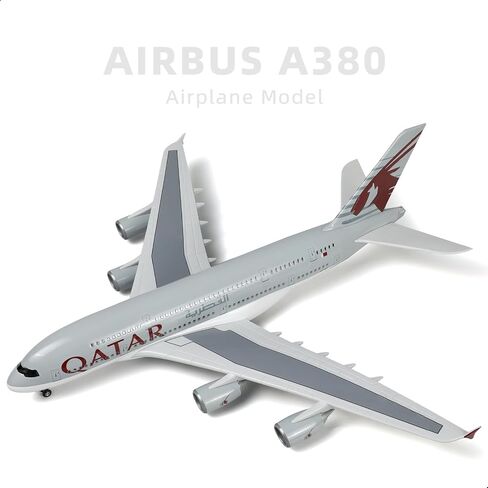 A380 Qatar 1/160 Large Scale Airplane Model -18 inches Airbus a380 Die-cast Airplane Model for Adult -Model Plane with Stand for Aviation Enthusiasts Gifts or Decorations in Saudi Arabia
