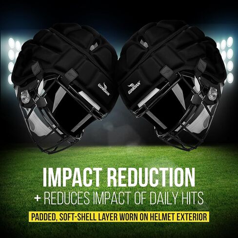 Guardian Cap - Soft-Shell Helmet Cover for Football and Lacrosse - Reduces Impact and Protects Helmets - One Size Fits All for Youth, High School and College Programs - Black in Kuwait