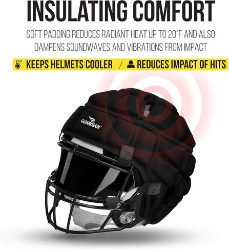 Guardian Cap - Soft-Shell Helmet Cover for Football and Lacrosse - Reduces Impact and Protects Helmets - One Size Fits All for Youth, High School and College Programs - Black in Kuwait