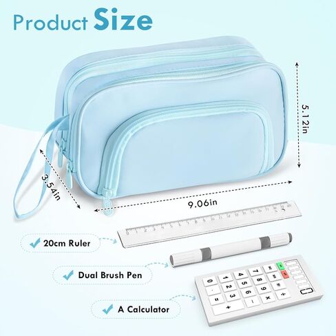 Large Capacity Pencil Case with Pull-out Structure - Multifunctional Extra Big Pencil Pouch Pen bag, Portable Stationery Organizer with Zipper, Office School Supplies for Teen Boys Girls, Blue in Saudi Arabia