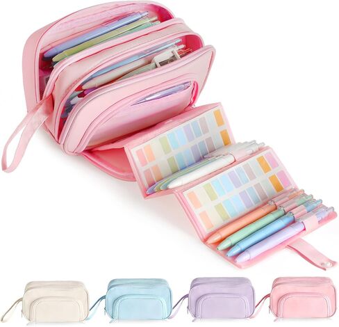 Large Capacity Pencil Case with Pull-out Structure - Multifunctional Extra Big Pencil Pouch Pen bag, Portable Stationery Organizer with Zipper, Office School Supplies for Teen Boys Girls, Blue in Saudi Arabia