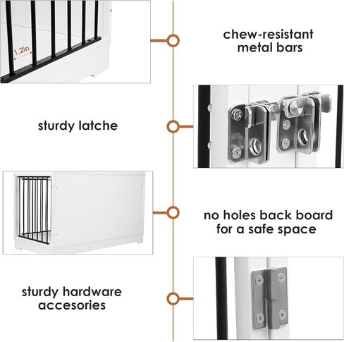 Dog Crate Furniture 47" Wooden Dog Kennels for Dogs Indoor with a Removable Divider for Large/Medium/Small Dogs, 2 Storage Drawers and Large Tabletop Dog Cages Double Doors Dog House, White in Saudi Arabia