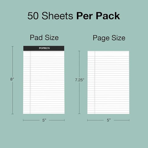 Poprun White Legal Pads 8.5 × 11.75 College حكمت ، وسادة ورقة كتابة 100GSM ، ودباعيات مفكرة مبطنة بالجملة لمدرسة العمل ، اللوازم المكتبية للفصول الدراسية ، 6 حزمة in Kuwait