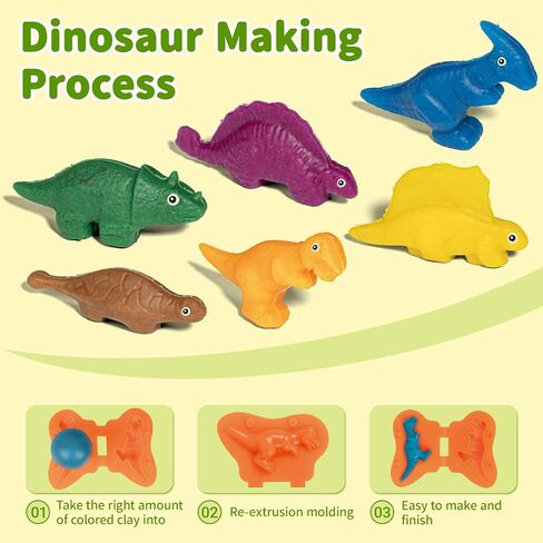 23 PCS Dinosaur Dough Sets for Kids Ages 3 4-8, Art Crafts Kit with Dinosaur Molds, Dough Accessories Toys Creations Tools for Boys Girls Birthday Gift in Saudi Arabia