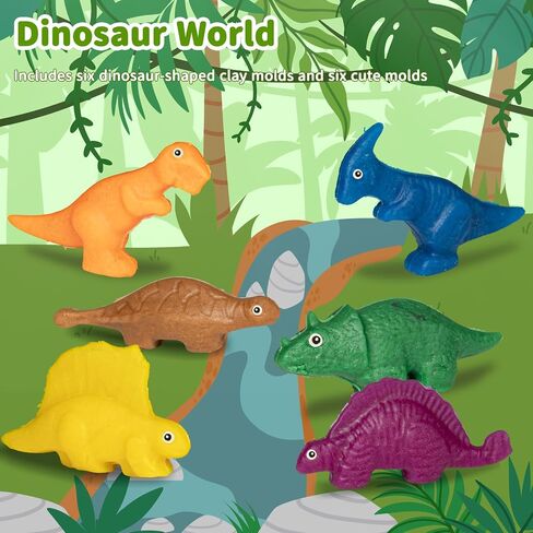 23 PCS Dinosaur Dough Sets for Kids Ages 3 4-8, Art Crafts Kit with Dinosaur Molds, Dough Accessories Toys Creations Tools for Boys Girls Birthday Gift in Saudi Arabia