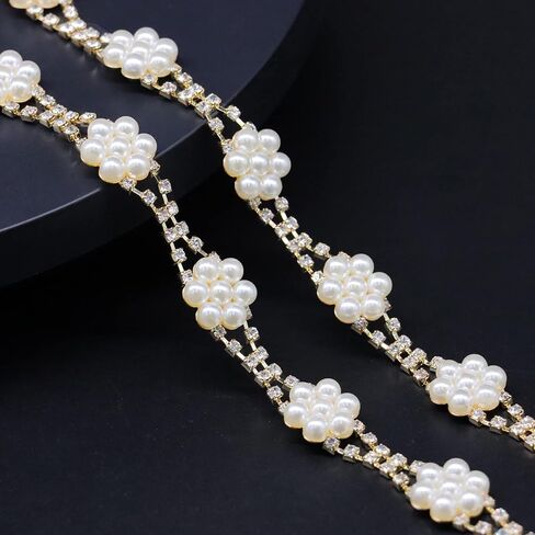 1 Yard Crystal Rhinestone Trim Close Chain, Ideal for Wedding Party Clothing, Blue Diamond Rhinestone Banding Applique for DIY Decoration and Embellishments(Style-031), DC-1Y-ML in Saudi Arabia