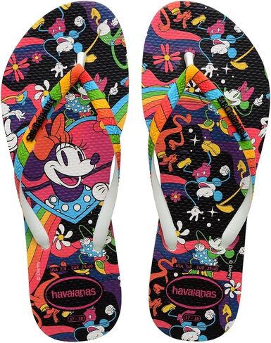 شبشب Havaianas النسائي النحيف من ديزني - صنادل عصرية ميني ماوس - ليمون وردي، 11/12 عرض - 9/10 شهرًا in Saudi Arabia