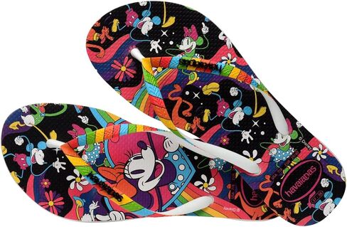شبشب Havaianas النسائي النحيف من ديزني - صنادل عصرية ميني ماوس - ليمون وردي، 11/12 عرض - 9/10 شهرًا in Saudi Arabia