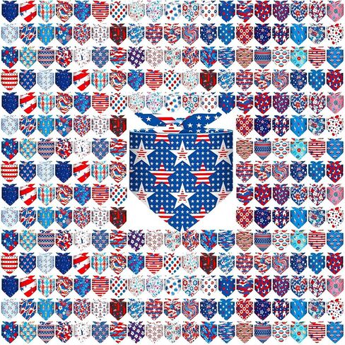 Reginary 180 Pcs 4th of July Dog Bandanas Bulk Hawaiian Triangle Dog Scarfs Bib Bandanas Plaid Flamingo Pet Triangle Bibs Kerchief Adjustable Bandana for Pet Grooming Costume Accessory(Paw Print) in Kuwait