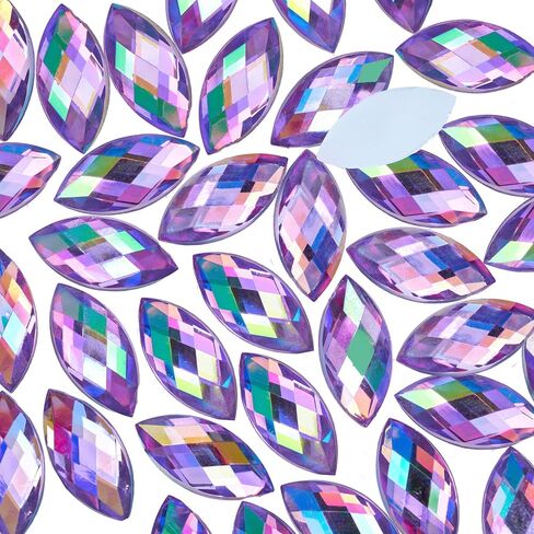 300 Pcs AB Colorful Large Rhinestones for Crafting,15x7MM Big Rhinestones Jewels Gems for Crafts,Horse Eye Shape Flatback Gemstones Rhinestone for Party Decorations(Crystal AB) in Kuwait