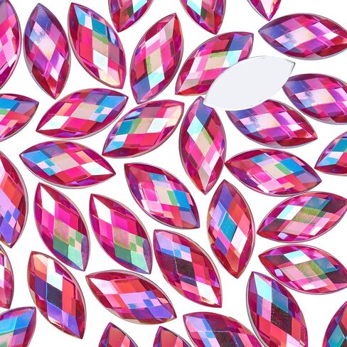 300 Pcs AB Colorful Large Rhinestones for Crafting,15x7MM Big Rhinestones Jewels Gems for Crafts,Horse Eye Shape Flatback Gemstones Rhinestone for Party Decorations(Crystal AB) in Kuwait