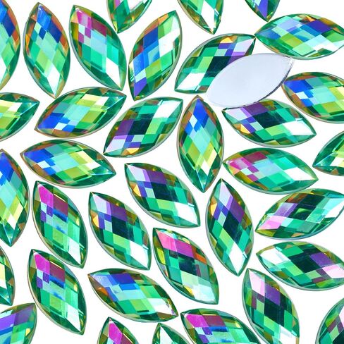 300 Pcs AB Colorful Large Rhinestones for Crafting,15x7MM Big Rhinestones Jewels Gems for Crafts,Horse Eye Shape Flatback Gemstones Rhinestone for Party Decorations(Crystal AB) in Kuwait