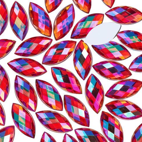 300 Pcs AB Colorful Large Rhinestones for Crafting,15x7MM Big Rhinestones Jewels Gems for Crafts,Horse Eye Shape Flatback Gemstones Rhinestone for Party Decorations(Crystal AB) in Kuwait