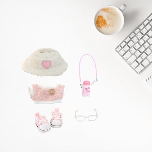 Clothes Set for Dolls Accessoriess (No Doll), Cute Kawaii Outfit Set 5 Pieces for 15cm 17cm Doll, Dress Up Doll Clothing Set Replacement with Hat Glasses Sweater Shoes in Kuwait