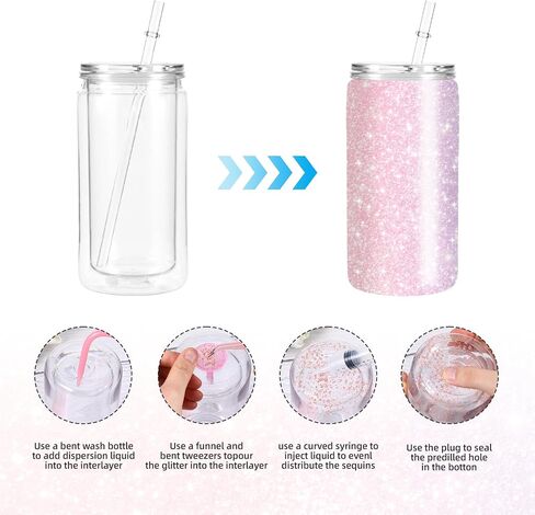 6 Pcs Snow Globe Tumbler Supplies for Snow Globe Cups DIY Contains Plastic Squeeze Bottle Small Funnel Tweezers Bent Syringe for Cup Making Supplies Tumbler Accessories(Blue) in Saudi Arabia