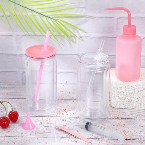 6 Pcs Snow Globe Tumbler Supplies for Snow Globe Cups DIY Contains Plastic Squeeze Bottle Small Funnel Tweezers Bent Syringe for Cup Making Supplies Tumbler Accessories(Blue) in Saudi Arabia
