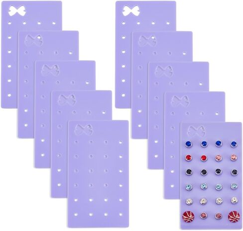 OLYCRAFT 10pcs محمولة أكريليك حلق منظم 24 ثقوب الحرك الأكريليك الأرجواني حاملي أحواض الأقراط 3.5 × 2 بوصة مسمار شاشة عرض معلقة منظم المجوهرات للأقراط تخزين المجوهرات in Kuwait