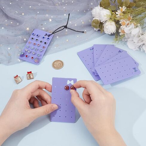 OLYCRAFT 10pcs محمولة أكريليك حلق منظم 24 ثقوب الحرك الأكريليك الأرجواني حاملي أحواض الأقراط 3.5 × 2 بوصة مسمار شاشة عرض معلقة منظم المجوهرات للأقراط تخزين المجوهرات in Kuwait