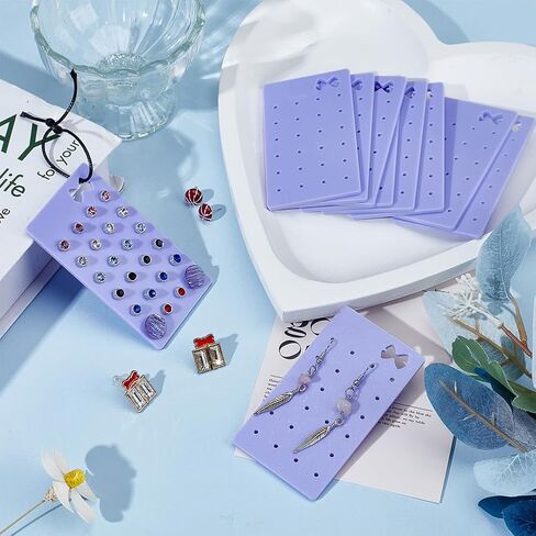 OLYCRAFT 10pcs محمولة أكريليك حلق منظم 24 ثقوب الحرك الأكريليك الأرجواني حاملي أحواض الأقراط 3.5 × 2 بوصة مسمار شاشة عرض معلقة منظم المجوهرات للأقراط تخزين المجوهرات in Kuwait
