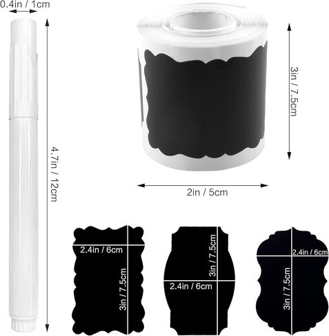 MUWOOB Chalkboard Labels, 120 Pcs Black Reusable Waterproof Label Stickers, Kitchen Pantry Sticker Labels for Containers, Mason Jars, Condiments, Food Storage (Rectangle) in Kuwait