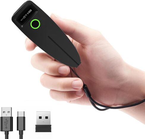 Premium Mini 1D 2D Bluetooth Barcode Scanners, 3 in 1 Connection: Bluetooth/2.4G/USB, with OLED Digital Display& AI Voice,Portable Barcode Scanner Wireless for iPad,iPhone,Tablet, Laptop,Computers,POS in Saudi Arabia