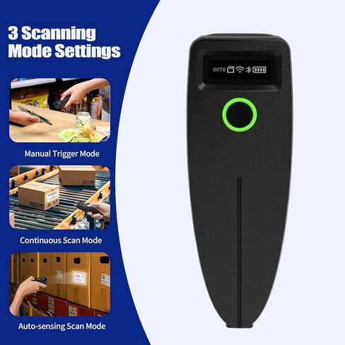 Premium Mini 1D 2D Bluetooth Barcode Scanners, 3 in 1 Connection: Bluetooth/2.4G/USB, with OLED Digital Display& AI Voice,Portable Barcode Scanner Wireless for iPad,iPhone,Tablet, Laptop,Computers,POS in Saudi Arabia