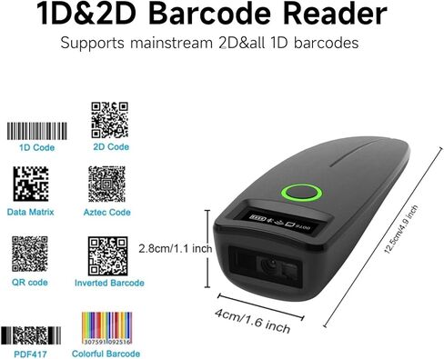 Premium Mini 1D 2D Bluetooth Barcode Scanners, 3 in 1 Connection: Bluetooth/2.4G/USB, with OLED Digital Display& AI Voice,Portable Barcode Scanner Wireless for iPad,iPhone,Tablet, Laptop,Computers,POS in Saudi Arabia