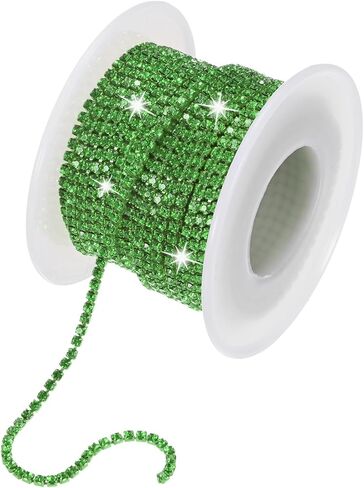 Crystal Rhinestone Close Chain, 2 mm 10 Yards Crystal Single Row Trimming Claw Cup Chain Roll for Sewing Crafts/DIY Decoration/Jewelry Crafts [Light Green] in Saudi Arabia