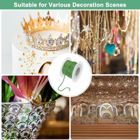 Crystal Rhinestone Close Chain, 2 mm 10 Yards Crystal Single Row Trimming Claw Cup Chain Roll for Sewing Crafts/DIY Decoration/Jewelry Crafts [Light Green] in Saudi Arabia