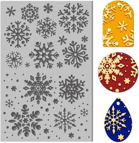 CHGCRAFT SNOWFLIAKS Winter Polymer Clay Moture Seets Rubber Clay Meats Mats Polymer Clay Texture Atture لإنشاء أنماط وتصميمات مناسبة لمعظم إبداعات الحرف اليدوية in Saudi Arabia