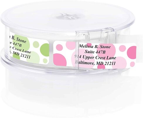 Dots of Color Designer Rolled Personalized Name Address Labels with Elegant Dispenser in Kuwait