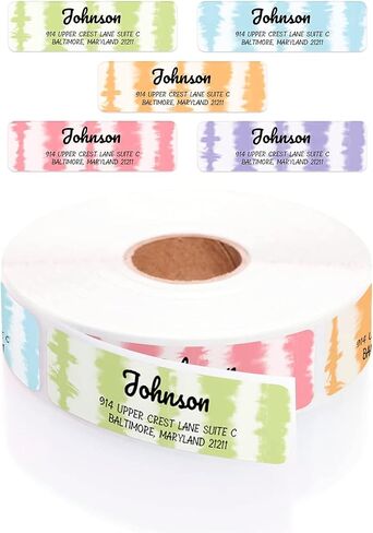 Dots of Color Designer Rolled Personalized Name Address Labels with Elegant Dispenser in Kuwait