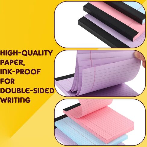 Honoson 6 Pack Legal Pads 5 x 8 Inch Wide Ruled Colorful Notebook 100 Sheets/pad Notepads College Ruled Writing Pads for School Office, 3 Colors in Saudi Arabia