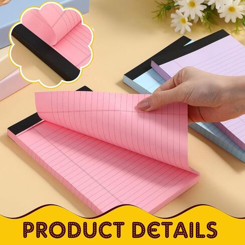 Honoson 6 Pack Legal Pads 5 x 8 Inch Wide Ruled Colorful Notebook 100 Sheets/pad Notepads College Ruled Writing Pads for School Office, 3 Colors in Saudi Arabia
