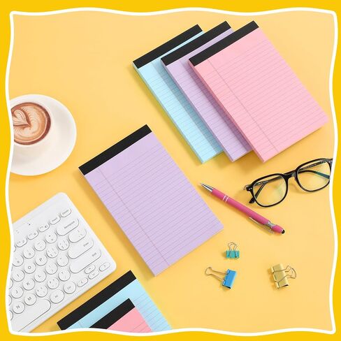 Honoson 6 Pack Legal Pads 5 x 8 Inch Wide Ruled Colorful Notebook 100 Sheets/pad Notepads College Ruled Writing Pads for School Office, 3 Colors in Saudi Arabia