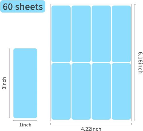 480 PCS ملصق ملصق ملون قابل للإزالة ، 3 × 1 بوصة 1 بوصة ، ملصقات مجلد ملف مستطيل فارغ لاصق لحاويات مكتب المخزون (اللون) in Kuwait