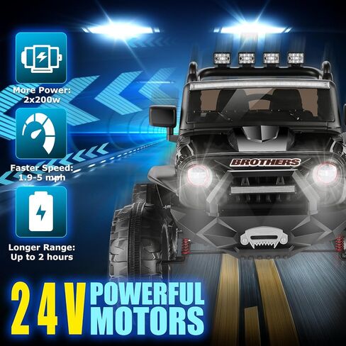 Hikole 24V Power Wheels with Remote Control Ride On Car Toys for Big Kids 2 Seater, 24 Volt Ride on Toy Car for Girls Boys, 9AH Battery, 3 Speeds, Bluetooth, LED Lights, Suspension, Black in Saudi Arabia